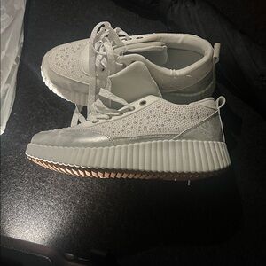 Stylish White and Silver Sneakers